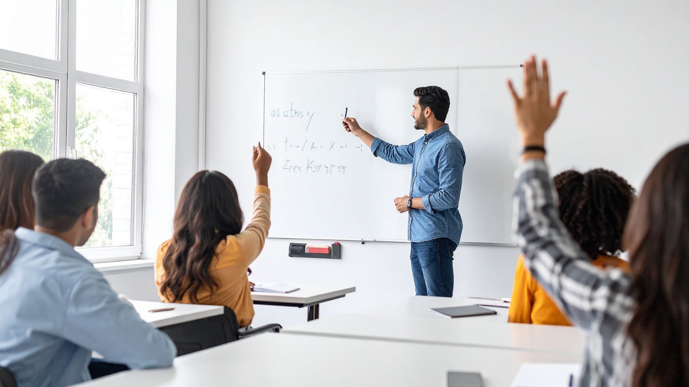 Man teaching to class of students
