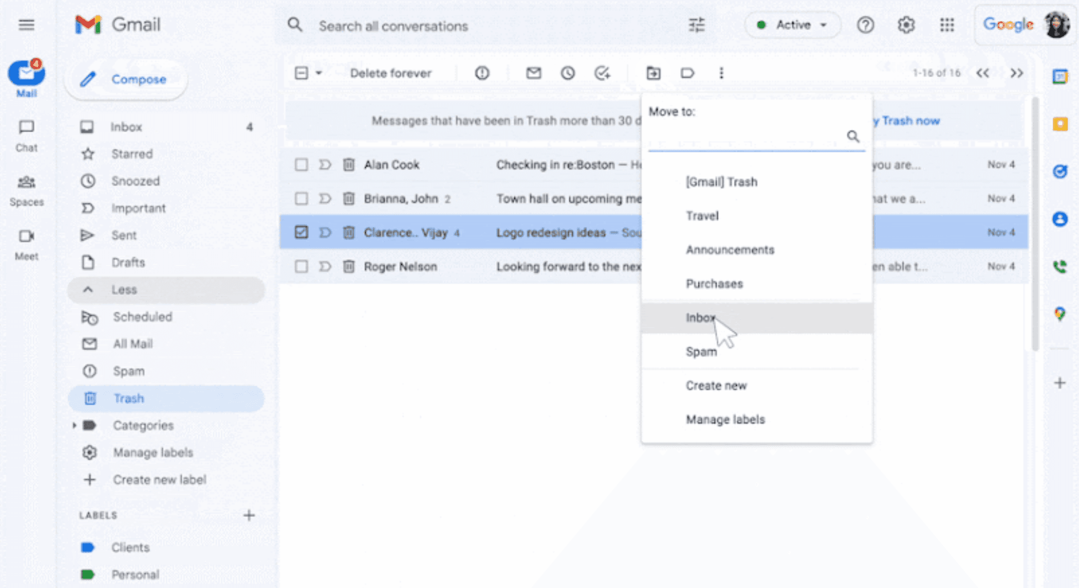 How to recover deleted emails in Gmail: Step 3