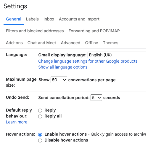 How to change the Undo Send time in Gmail: Step 2