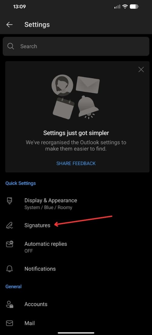 Add signature on Outlook Step 3