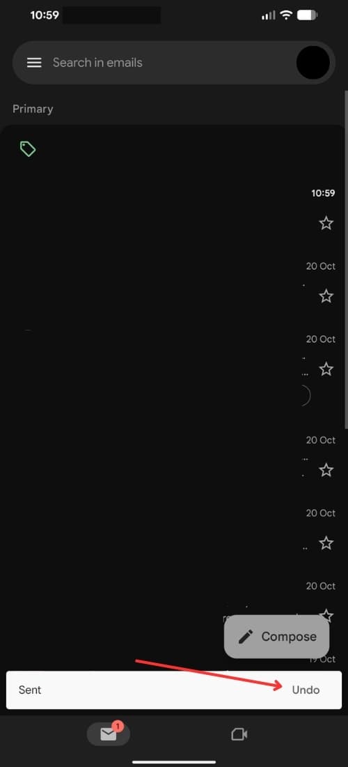 How to unsend an email in Gmail app: Step 2